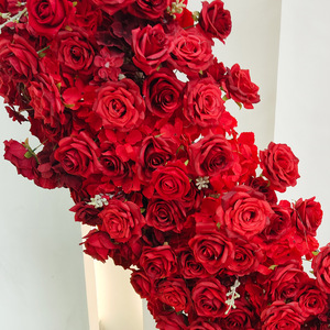 Arreglo Floral de Rosas Rojas Artificiales de Seda para Boda, Modelo RMTS AX de Lujo, Arco de Flores DIY, Fondo de Corazón de 200CM - Product Image 4