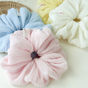 Nouveau minimaliste grande queue de cheval élégante accessoire de cheveux douce fille en mousseline de soie bandeau en couleur crème unie mignon tissu cheveux <span class=keywords><strong>cravate</strong></span> - Product Image 3