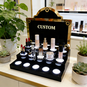 แท่นโชว์เครื่องสำอางอะคริลิคใสแบบกำหนดเอง รุ่น Tinya High-end Series พร้อมไฟ LED สำหรับร้านบิวตี้และร้านค้าหรู - Product Image 1