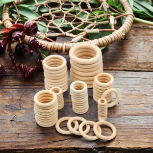 Anneaux en bois de Schima personnalisés en usine pour ornements DIY, décoration intérieure, boucles de sacs à main, rideaux, attrape-rêves - Product Image 1
