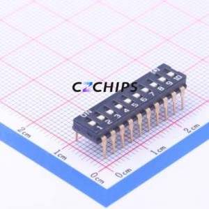 HAM-10LWA-R DIP Switch Through hole Component (THT) Switch Flat Toggle, Groove Type Single Pole Single Throw 10 2.54mm - Product Image 1