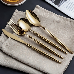 Độc đáo thiết kế hiện đại ba lê xử lý Flatware sang trọng vàng chất lượng hàng đầu bạc SUS304 dao muỗng nĩa đặt - Product Image 5