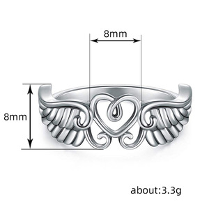 Anello Vintage a Forma di Cuore con Ali d'Angelo, Gioiello Creativo per Coppie, Regalo di San Valentino - Product Image 3