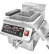 Friteuse à gaz commerciale 18L avec filtre à huile, haute puissance, de comptoir, pour poulet, protection contre la surchauffe, pour restaurant de restauration rapide