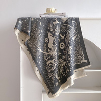 Syal Kasmir Imitasi Jacquard Motif Kuda Lari Gaya Korea, Selendang Panjang Lembut Hangat untuk Musim Gugur/Dingin, Cocok untuk Wanita dan Pasangan