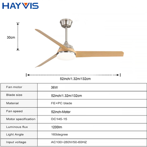 Décoration de salle à manger de salon de maison moderne Télécommande silencieuse Ventilateur de plafond LED de 52 pouces - Product Image 3
