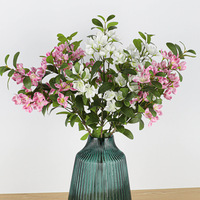 Fleurs artificielles de pêcher effet naturel, très demandées, imprimées en 3D, 5 branches, feuilles suspendues en forme de cloche, pour décoration intérieure