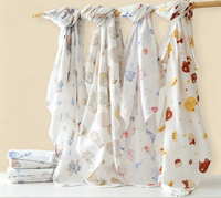 Couverture en mousseline pour bébé, respirante, 2 plis, motifs de dessins animés, 100% coton, couverture d'emmaillotage, couverture pour nouveau-né