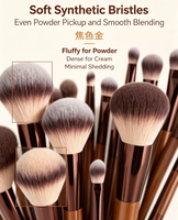 Ensemble de pinceaux de maquillage professionnels avec étui de voyage, poils synthétiques doux, kit cosmétique pour fond de teint, fard à joues, fard à paupières, outil de beauté pour femmes