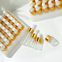Flacons compte-gouttes en verre en gros 1ml 2ml 3ml 5ml avec col en aluminium doré – Flacons compte-gouttes pour huiles essentielles et parfums – Emballage d'échantillons