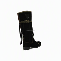 Bottes à franges à talon carré et bout rond pour femmes, style western, fournisseur en gros OEM ODM pour collections de marques, approvisionnement en vrac