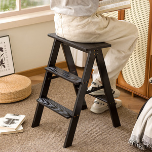 Solid Wood Ladder <b>Stool</b> Multi Function Folding Chair Indoor Home <b>Step</b> <b>Stool</b> Minimalist Design Modern Living Room Furniture - Product Image 1