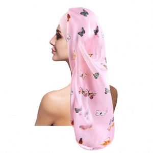 Bonnet en satin personnalisé avec logo, motif papillon imprimé, pour tresses longues et dreadlocks – Toutes saisons pour femmes - Product Image 1