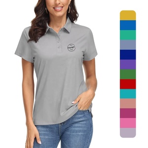 เสื้อโปโลกอล์ฟสำหรับผู้หญิงเสื้อโปโลแขนสั้นผ้า100% โพลีเอสเตอร์แห้งเร็วขายส่งโลโก้ได้ตามต้องการ - Product Image 1
