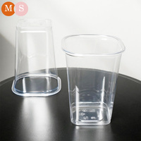 Gobelets carrés en plastique PET avec couvercle, directement de l'usine, pour thé, jus, boissons au lait, mousse de fruits, gâteau, yaourt, pudding
