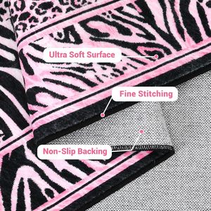 Tappeto Runner Patchwork Leopardato <span class=keywords><strong>Rosa</strong></span>, Grande e Morbido, Lavabile, Antiscivolo per Corridoio, Ingresso, <span class=keywords><strong>Cucina</strong></span>, Lavanderia, Arredamento Casa - Product Image 3