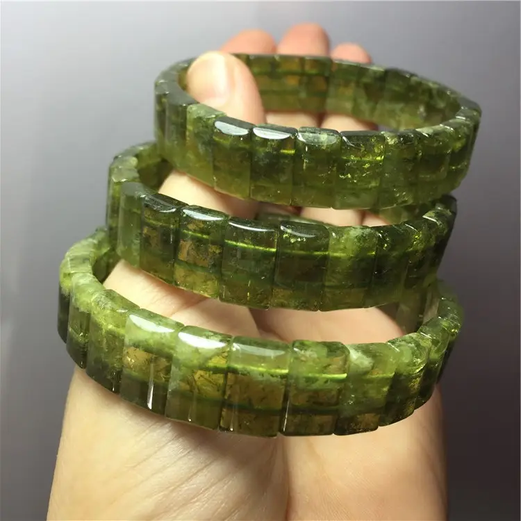 A buon mercato all'ingrosso naturale shafley verde granato pietra semipreziosa braccialetto palla pietra di cristallo moda donna ornamento