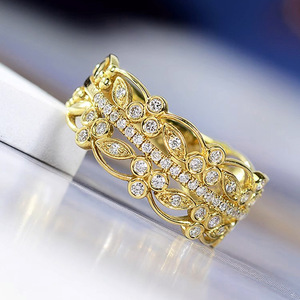 Anello Vintage in Pizzo Traforato per Donne, Motivo Artistico Romantico, Fascia Geometrica - Product Image 4