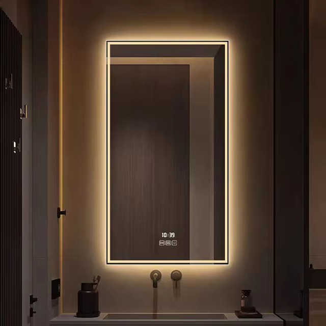 FULLSUMMER Modern Led Intelligent Touch Screen Wall Hung Smart Barber Shop Make up Bathroom Vanity Light Smart Mirror