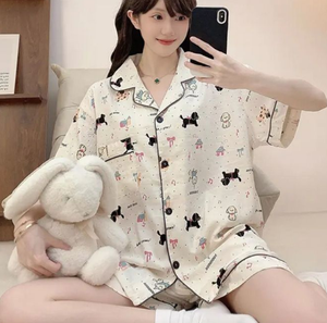 Pigiama da Donna Traspirante Nuovo Stile con Bottoni e Risvolto, Set Due Pezzi Comodo - Product Image 2