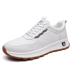 Baskets décontractées blanches pour hommes, chaussures de sport en cuir à lacets et semelle épaisse pour les loisirs 9579 - Product Image 5