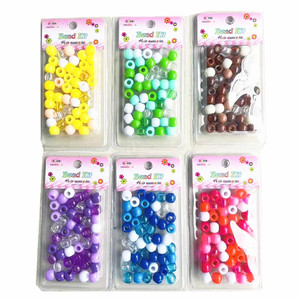 Kit de perles de <span class=keywords><strong>cheveux</strong></span> Accessoires pour <span class=keywords><strong>cheveux</strong></span>, différentes couleurs 9mm 35 pièces/boîte, perles à gros trous utilisées pour les tresses Perles en plastique - Product Image 4