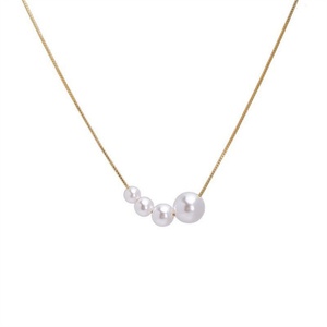 New Fashion Stainless Steel Natural Pearl Charm Link Chain Necklace for Women Pendant <b>Choker</b> Gift Engagement Party - Product Image 1