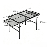 Table pliante portable en maille avec côtés relevables 90x60 en alliage d'aluminium, capacité de charge 30 kg, pour camping, pique-nique et barbecue en extérieur
