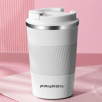 Tasse à café isotherme à double paroi avec couvercle rabattable en acier inoxydable 304, gobelet de voyage réutilisable pour le bureau, la voiture et le camping
