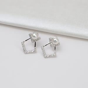 Boucles d'oreilles tendance pour femme Wenchi en argent S925 et perles 6-7, motif couronne simple, accessoires de bijoux DIY semi-finis 15945 - Product Image 2