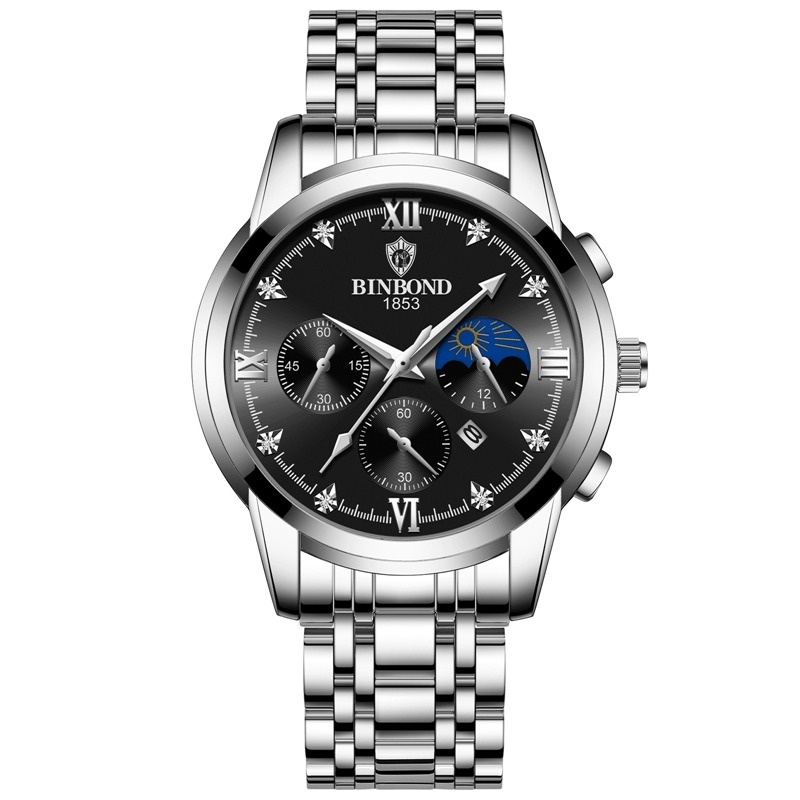 Bracelet en acier noir argenté