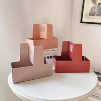 Boîte à gâteau carrée transparente avec logo personnalisé, poignée, doublure en éponge recyclable, carton ondulé, emballage cadeau, laminage mat