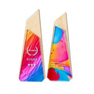 Médailles en verre en gros conception personnalisée Logo base en bois trophée en métal cristal pour cadeau d'affaires - Product Image 1