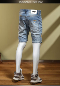 <span class=keywords><strong>Pantalones</strong></span> Cortos de Mezclilla para <span class=keywords><strong>Hombre</strong></span>, Estilo Vintage, Desgastados, con Efecto de Pintura Salpicada, Casuales para Uso Diario - Product Image 4