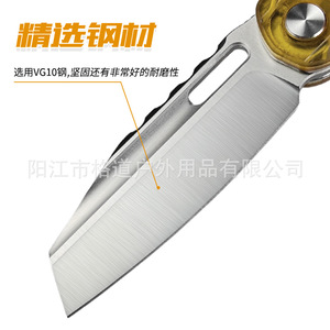 [Cuchillo Plegable para Exteriores G10 de Diseño Propio] Cuchillo Plegable para Camping PEI, Cuchillo Plegable de Supervivencia de Acero D2 de Alta Dureza - Product Image 4