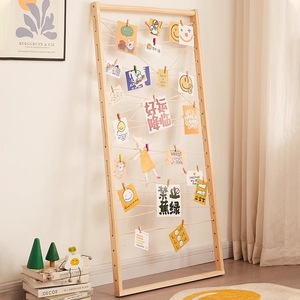 Wooden Artwork <b>Display</b> Rack Foldable Vertical Floor Standing Children Photo <b>Wall</b> For Kindergarten Home Use - Product Image 3
