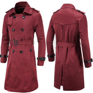 Manteau <span class=keywords><strong>trench</strong></span> long pour homme, coupe slim, double boutonnage - Product Image 4