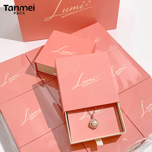 Custom Logo Printed Pink Jewelry Packaging <b>Box</b> Slide Drawer Paper <b>Gift</b> <b>Box</b> for <b>Earring</b> Necklace Ring Bracelet - Product Image 4