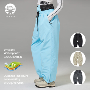 FLYSKI OEM & ODM Petite quantité minimale de commande Pantalon de ski unisexe Coupe-vent Imperméable Coutures étanches Haute qualité sur mesure Taille élastique extensible - Product Image 1