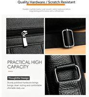 Bolso Bandolera de Cuero Genuino para Hombre, con Asa Vertical, Forro de Poliéster, Múltiples Bolsillos con Cremallera, para Uso Diario y de Negocios