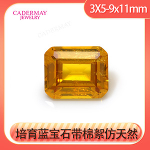 Cadermay Synthetic Citrine Loose Gemstone Rectangle Golden Yellow For Jewelry Making - Product Image 5