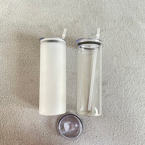 แก้วมักใส DIY ขนาด25ออนซ์,แก้วกาแฟพร้อมฝาและหลอดแบบฝาปิดสีระเหิดทรงตรงสีใสสไตล์ใหม่ - Product Image 6