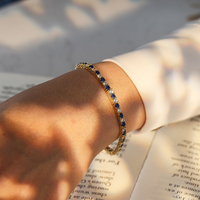 Pulsera de circonita cúbica transparente y zafiro SB137 RINNTIN para mujer, pulsera de tenis de plata de ley 925 de 3 mm con circonita cúbica, a la moda