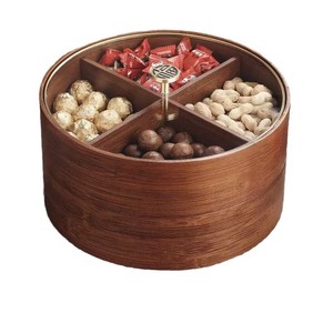 Caja de frutas secas de doble capa estilo chino con tapa, plato redondo para almacenar dulces, para la sala de estar del hogar, exhibición de bodas - Product Image 5