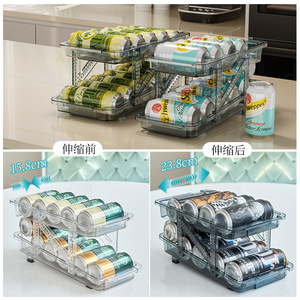 Transparent Double Layer Refrigerator Beverage <b>Storage</b> Rack With Automatic Replenishment For <b>Kitchen</b> Canned Drinks Organizer - Product Image 4