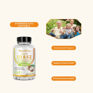 YanniGlow OEM ODM Cápsulas Blandas <span class=keywords><strong>de</strong></span> Vitamina D3+K2, 180 Unidades para Adultos, Apoyo a la Salud Inmunológica - Product Image 3