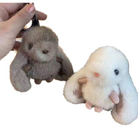 Porte-clés en peluche de lapin moelleux et doux en peluche jouet en fourrure d'animal en peluche avec boule à pompon accessoire pour sac à main breloque