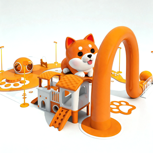Équipement de terrain de jeu extérieur pour animaux de compagnie, matériau PE résistant à l'usure, ensemble de jeu d'agilité pour <span class=keywords><strong>chiens</strong></span> pour jardin, cour arrière, <span class=keywords><strong>parc</strong></span> pour animaux - Product Image 1