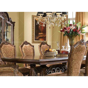 Mesa de Comedor Clásica Americana de Madera Tallada a Mano para Comedor, Diseño Antiguo, Muebles de Comedor de Madera Maciza - Product Image 3