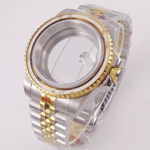 40mm Stainless Steel Waterproof <b>Seiko</b> Watch Case NH34NH35NH36NH72NH70NH38NH39 Movement Two Tone Silver <b>Gold</b> Crystal Jubilee - Product Image 3